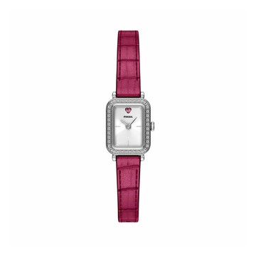 【FOSSIL】限時9折★Raquel 心型閃耀羅馬數字女錶 粉紅色真皮錶帶 18MM ES5466