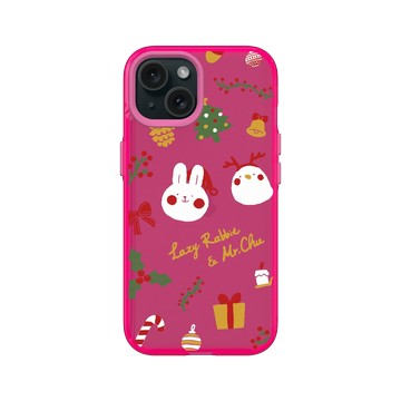 iPhone 15 Clear 粉漾桃 - 懶散兔與啾先生 Lazy Rabbit and Mr.Chu - About Christmas