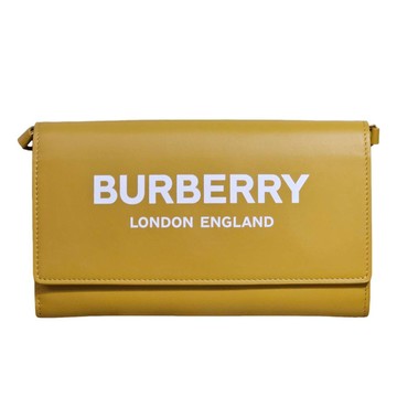 BURBERRY 巴寶莉 巴寶麗品牌經典字母LOGO芥末黃 WOC手拿/斜背包(贈原廠防塵袋)