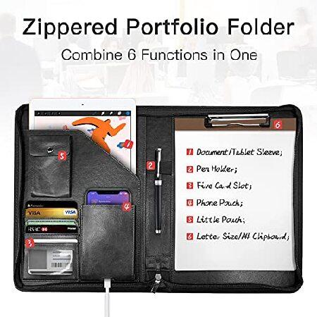 Zippered Padfolio Organizer, WRIYES Leather Planner Binder, 10.2 Inch Portfolio Folder for Documents, Letter Size Business Card Holder for Men＆Wo