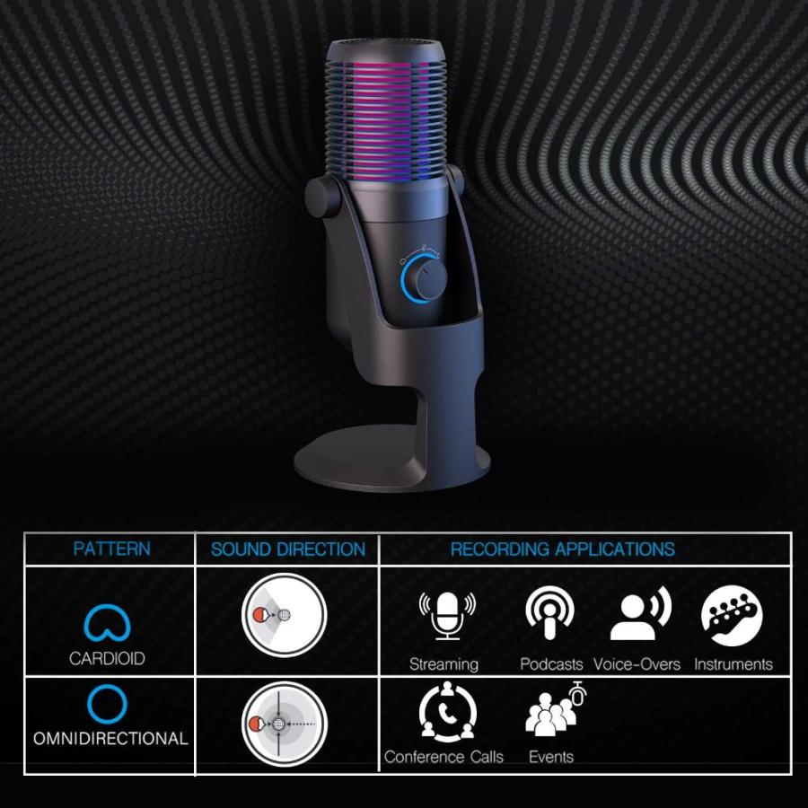 Raidmax SoundOn X USB Microphone for PC, Mac, Gaming, Recording, Streaming,