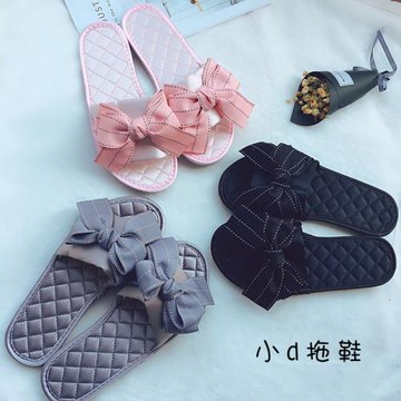 蝴蝶結拖鞋春秋小香風韓版專柜百搭居家防滑耐磨牛筋平底涼拖鞋女