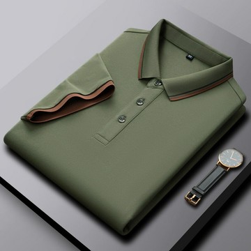 【新款熱賣】純色男夏季新款薄款刺繡短袖商務休閑現貨中年男士polo衫