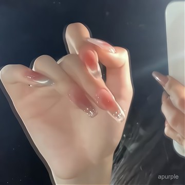 日落的海~冰透腮紅純慾風貓眼法式氣質顯白新娘婚禮甲持久可拆卸 CV99