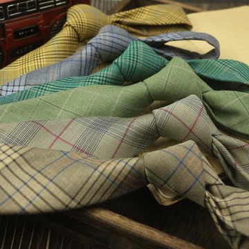 7.5CM綠色格紋職業復古個性領帶