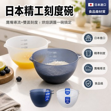 台灣出貨✨ 日本進口刻度料理碗 380ml食品級塑料 尖嘴導流打蛋碗 烘焙配料稱量碗