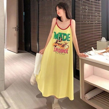 【台灣现貨】大尺碼吊帶睡裙 夏天睡裙 睡衣裙 女生睡裙 孕媽媽吊帶睡裙 寬鬆休閒睡裙 居家服 多巴胺睡裙 女生睡衣
