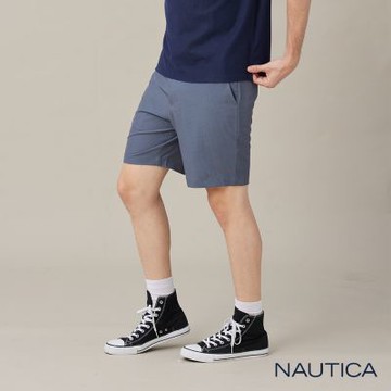 Nautica 男裝 質感格紋彈性吸濕排汗短褲-藍色