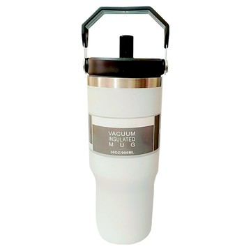 不鏽鋼冰霸杯 真空保溫杯 冷熱皆宜  經典白  900ml  1個