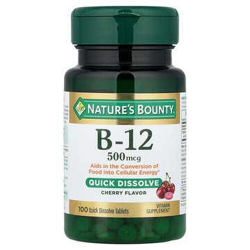 Nature's Bounty, 維生素 B-12，天然漿果味，500 微克，100 片速溶片