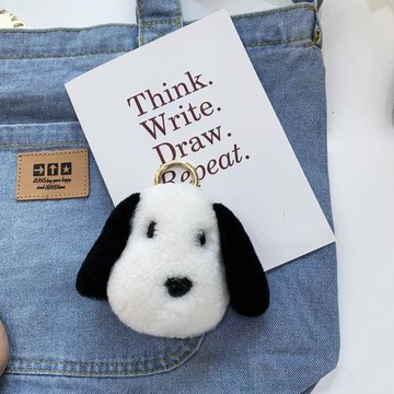 韓國ins【黑白小狗】羊羔毛狗狗皮草掛件 小狗鑰匙扣包包掛件掛飾