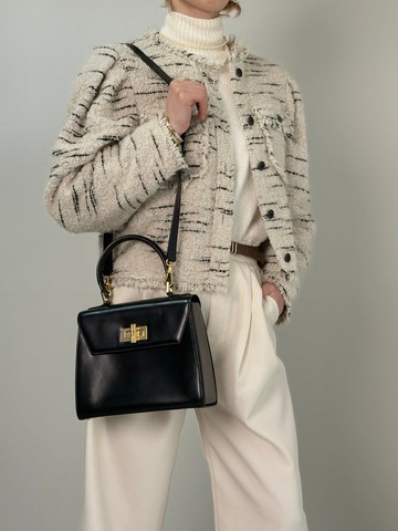 【 日本直送名牌中古包 】CELINE  સૅલીન 側肩包 黑色 扭鎖 皮革 2WAY vintage 古著 z5xsv8