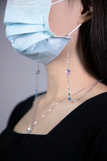 【還可當手鍊、項鍊、眼鏡鍊】自在飛舞a蝴蝶水晶口罩鍊 女友禮物