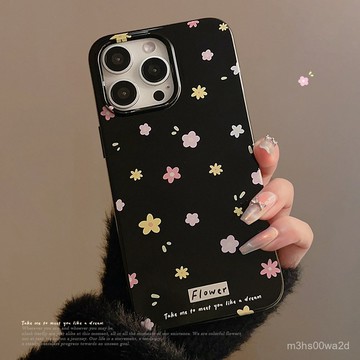 黑底彩色碎花 防摔 適用蘋果iPhone17 16 15 14 13 12 11 Promax X XR手機殼
