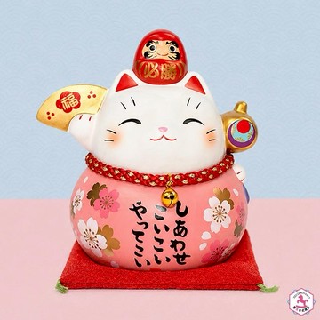 【野馬日式雜貨】幸福來來 開運大吉 藥師窯 櫻花金福槌 招財貓存錢罐 [快速出貨]