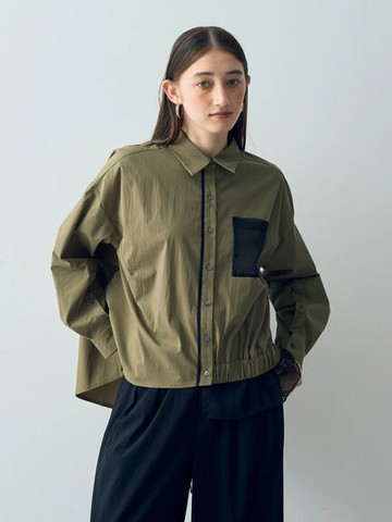 不對稱造型透明感口袋翻領襯衫(7B43L0A0100) - YECCA VECCA