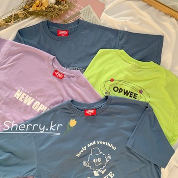 【1-3天出貨】OPWEE 短袖上衣 短T 短踢  2021新款 6款 韓國代購 正韓製 可愛 oversize
