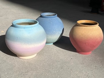 !!!限時特賣!!!霧面漸層色彩圓形星球花瓶 - 盤 盆器 花器 花盆