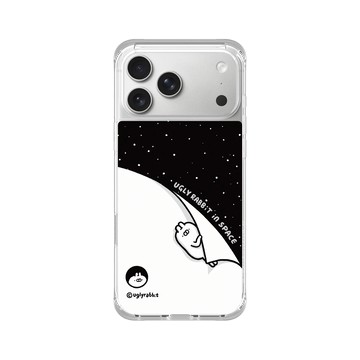 iPhone 17 Pro Max ClearX (MagSafe 兼容) 晶透白 - Ugly Rabbit 醜白兔 - 宇宙休眠中