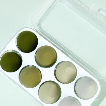 美妝蛋 Set 8件組 非乳膠海綿 上妝/定妝  抹茶綠  1組