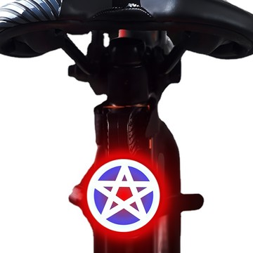 簡易安裝式自行車煞車尾燈 500mAh 電池容量 Type-c充電  五角星燈 藍色 + 紅色 + 白色  1個