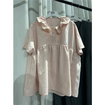 棉麻 日單新款娃娃領衫設計感小眾法式上衣A221