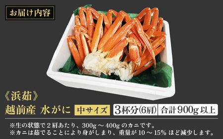 ≪浜茹で≫越前産水がに 中サイズ6肩（足のみ 2肩あたり生で300～400g）合計900g以上 産地直送！希望日指定可 備考欄にメールアドレスをご記入ください [e43-x008]