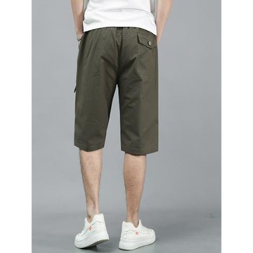 純棉男士七分褲爸爸夏季薄款工裝褲中老年寬松大碼沙灘褲休閑短褲