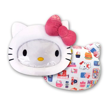Hello Kitty 凱蒂貓 大臉造型 可視透明暖手枕 抱枕 午安枕 腰靠枕 沙發枕 38x33cm(正版授權)