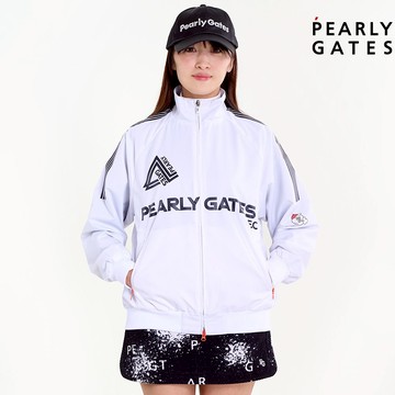 【ṔEARLY GATES】女款白色高水滴滾動耐久防水高保溫靈活適合高爾夫PG LOGO前拉鍊 JLU60008