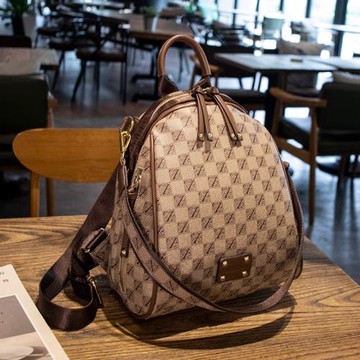 香港品牌雙肩包女士2024新款高級感真皮書包設計感格紋單肩背包潮