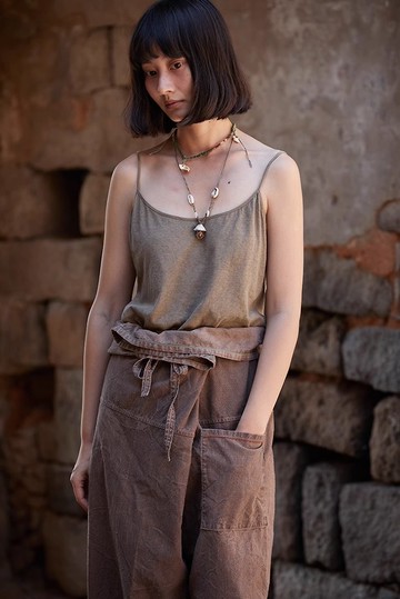 復古文青 棉麻針織小背心 白/紅/粉/灰