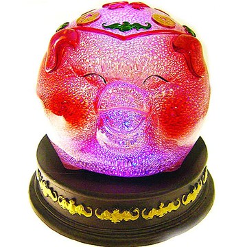 【開運陶源】福氣豬 水琉璃七彩炫光燈禮物