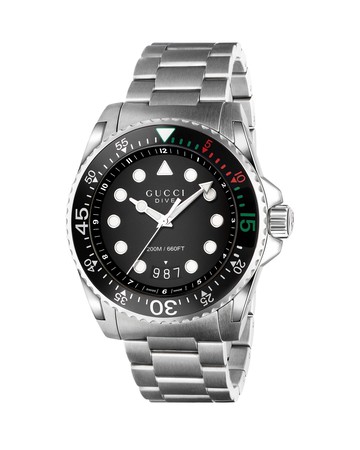 45mm Gucci Dive Stainless Steel Bracelet Watch