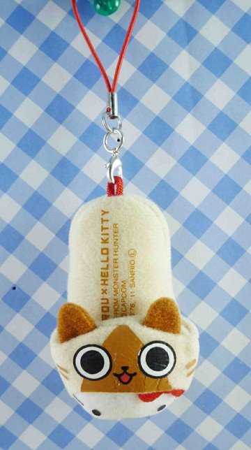 【震撼精品百貨】AIROU&HELLO KITTY魔物獵人艾路貓凱蒂貓聯名款吊飾-皮革裂開不介意者在下標~