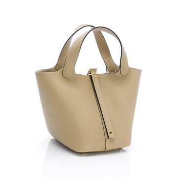 【奢華之夜8折UP-買就送TECO智慧型製麵包機】HERMES愛馬仕 Picotin Lock 18 (風衣灰)(金扣) (H056289CCS2)