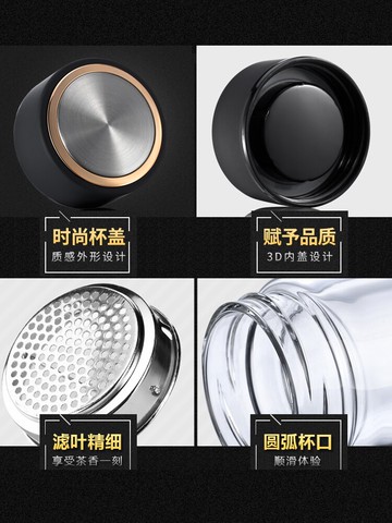 新品~雙層家用帶蓋玻璃杯大容量男女學生水杯便攜泡茶杯透明杯子- 雙11全館免運