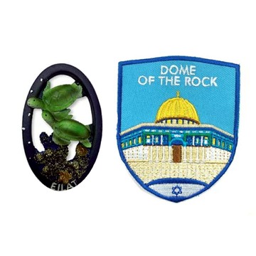 A-ONE 匯旺 以色列埃拉特冰箱磁鐵 + 以色列圓頂清真補丁  以色列埃拉特冰箱磁鐵 + 以色列圓頂清真  1.93 x 2.83吋 + 2.5 x 3.1吋