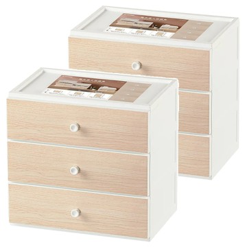 KEYWAY 聯府 楓木桌上收納盒 3層  楓木色  2個