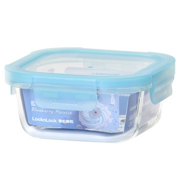 LocknLock 樂扣樂扣 藍莓慕斯耐熱玻璃保鮮盒 正方形 520ml  1個  1個