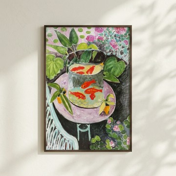 LIGHTO 掛畫｜馬諦斯 Henri Matisse｜Goldfish - 柚木色鋁框-大尺寸