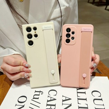 簡約純色適用于三星a55/a54/a53/a15/a25腕帶支架手機殼s24ultra/s23ultra/s22/s21+商