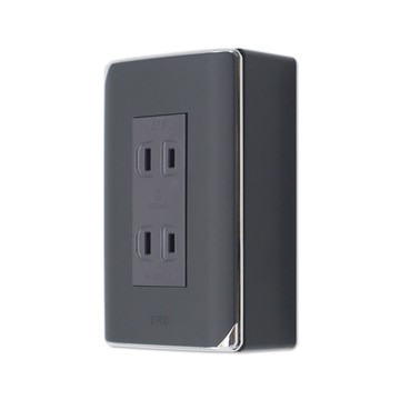 【朝日電工】 DS-1502H+B 縷光灰色系雙聯插座明盒組
