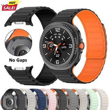 SAMSUNG No Gaps 磁性錶帶適用於三星 Galaxy Watch8 經典 46 毫米 8 44 40 毫米矽