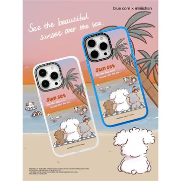 【bluecorn】藍色苞米聯名miiiiichan一起看日落適用于iPhone 16 15 14 PRO MAX magsafe滿印磁吸防摔手機殼