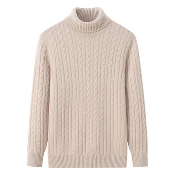 鄂爾多斯市產高端100純羊絨衫男高領加厚絞麻花打底毛衫毛衣E3396