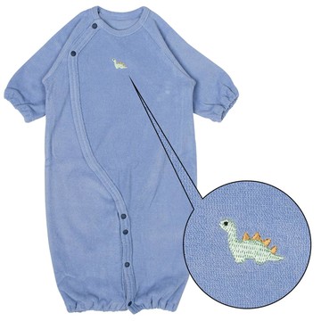 akachan honpo - 長袖連身衣 合身款-毛巾布-藍色 (50~60cm)