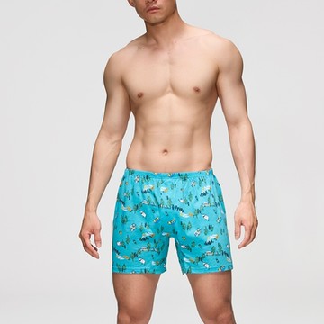 DADADO-野趣山林 4L印花四角男內褲(土耳其藍) 天然絲光棉-吸濕排汗-GHQ429TB