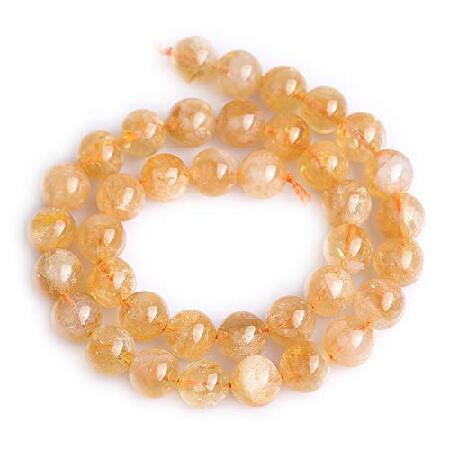 GEM-Inside Genuine Citrine Gemstone Loose Beads Natural 10mm Round Yellow Energy Stone Power Beads for Jewelry Making 15