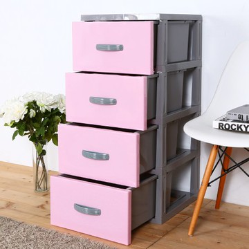 【HOUSE】泡泡糖-四層玩具衣物收納櫃(多色可選)粉色